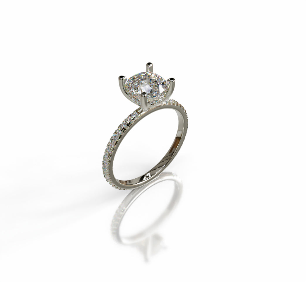 2ct Hidden Halo Cushion Center Micro Pave Engagement Ring image 10