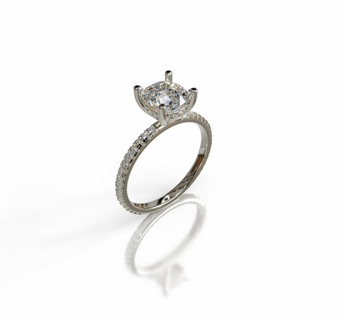 2ct Hidden Halo Cushion Center Micro Pave Engagement Ring image 10