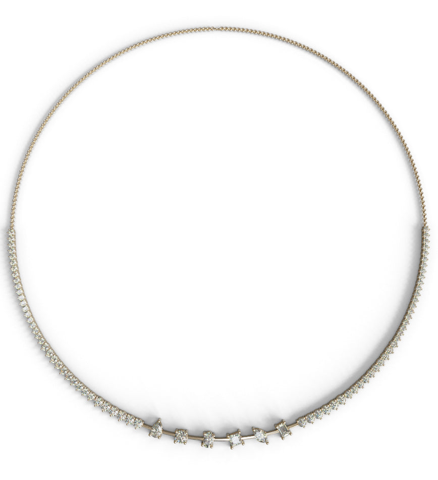 Fancy Link Two Tone Tennis Necklace image 0