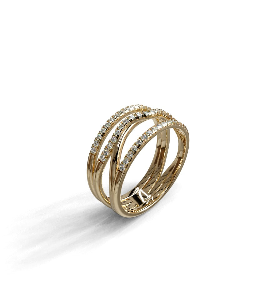Four Row Fancy Diamond Ring