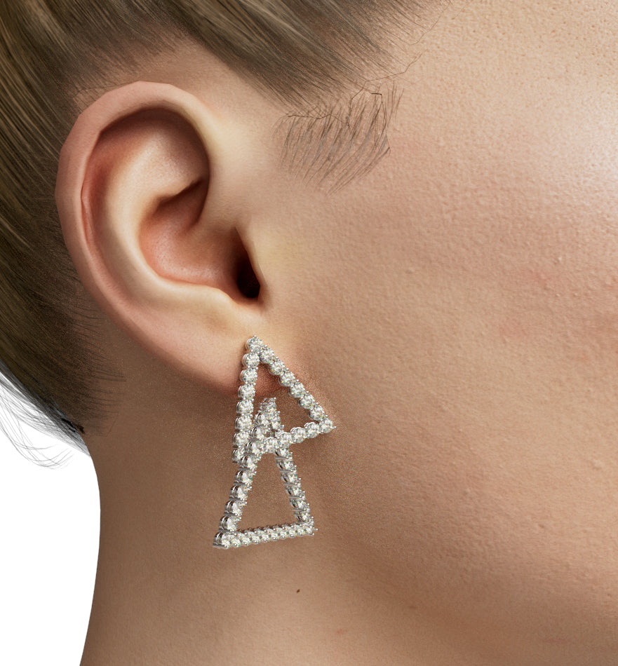 Double Triangle Diamond Hoop Earring image 0