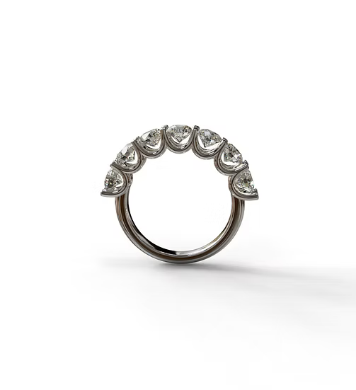 Seven Stone U Prong Diamond Wedding Band