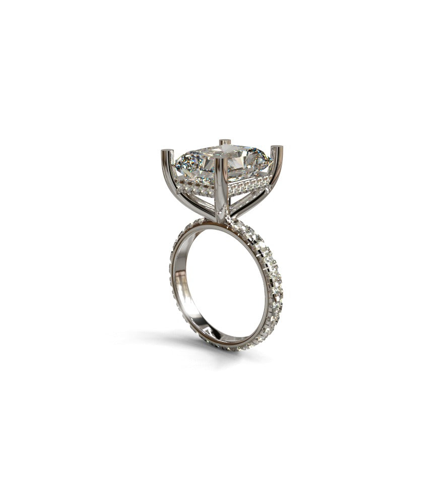 6.25ct Radiant Micro Pave  Diamond Engagement Ring image 11