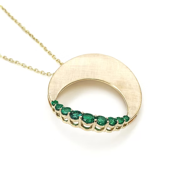 Half Moon Diamond Circle Pendant