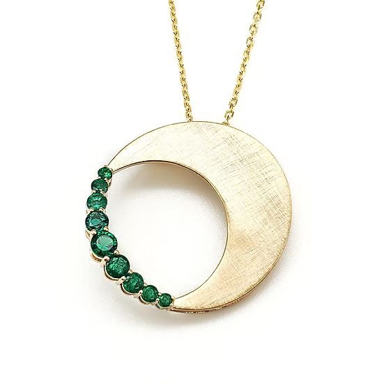 Half Moon Diamond Circle Pendant