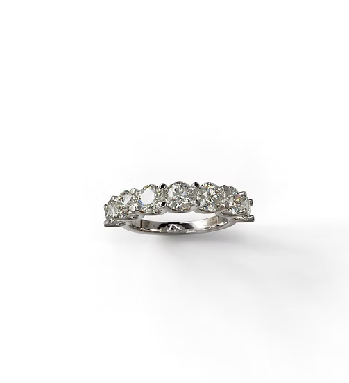 Seven Stone U Prong Diamond Wedding Band