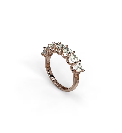 Seven Stone U Prong Diamond Wedding Band