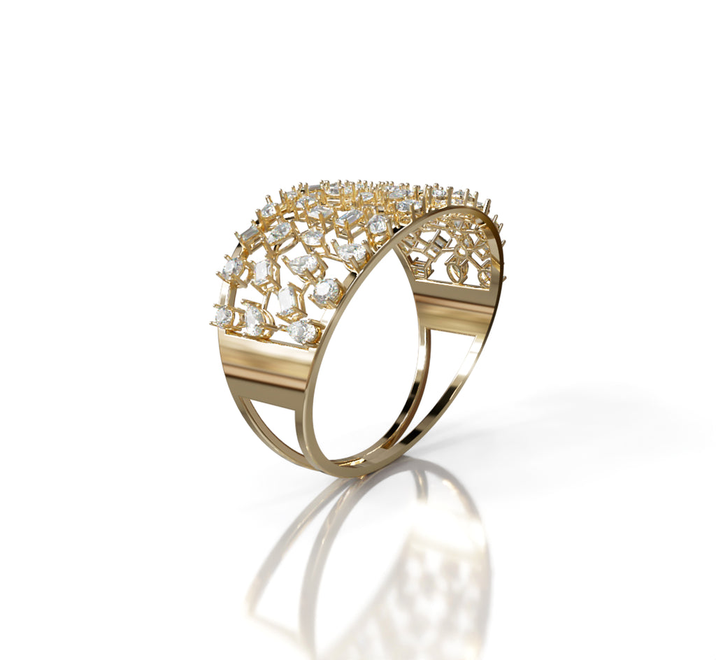 Fancy Shapes Cluster Split Diamond Bangle image 0