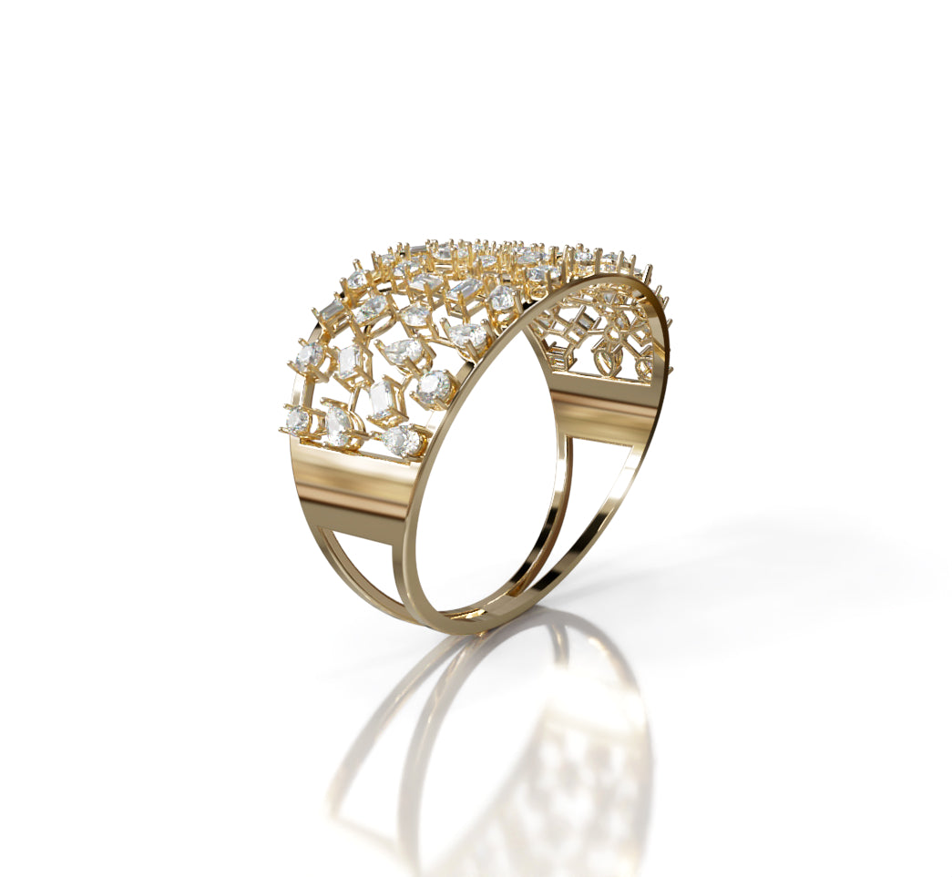 Fancy Shapes Cluster Split Diamond Bangle image 0