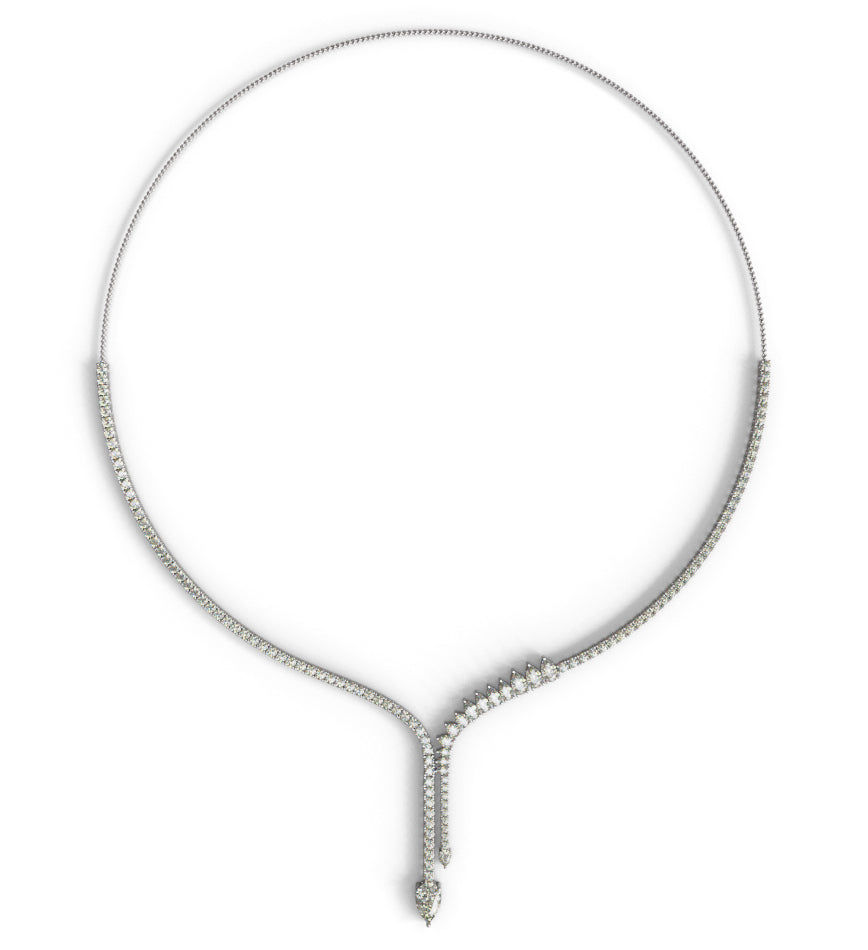 Pear Shape Diamond Two Tone Tennis Necklace image 0