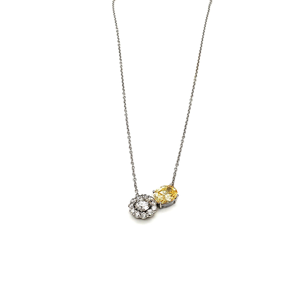1ct Center Halo Diamond & 3ct Yellow Sapphire Pendant image 0