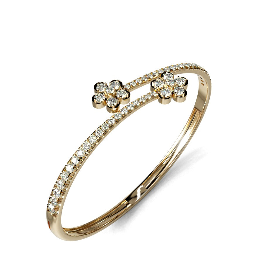 Double Flower Diamond Cuff Bangle image 0