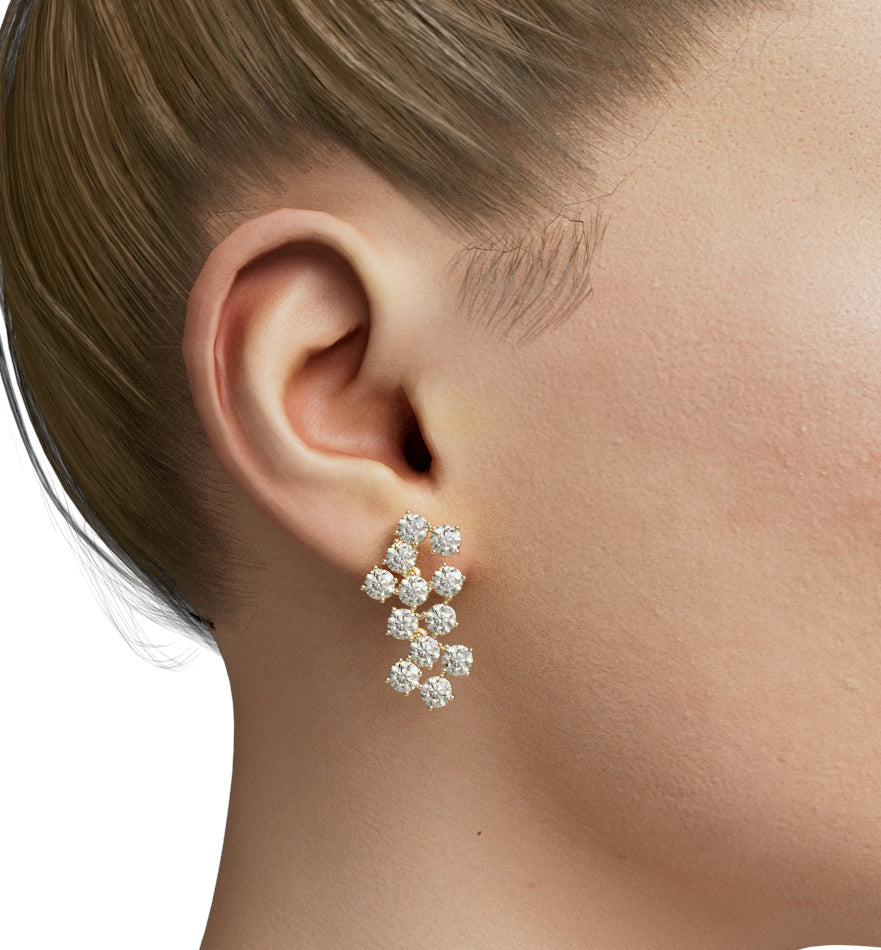 Round Cluster Fancy Dangle Diamond Earring image 0
