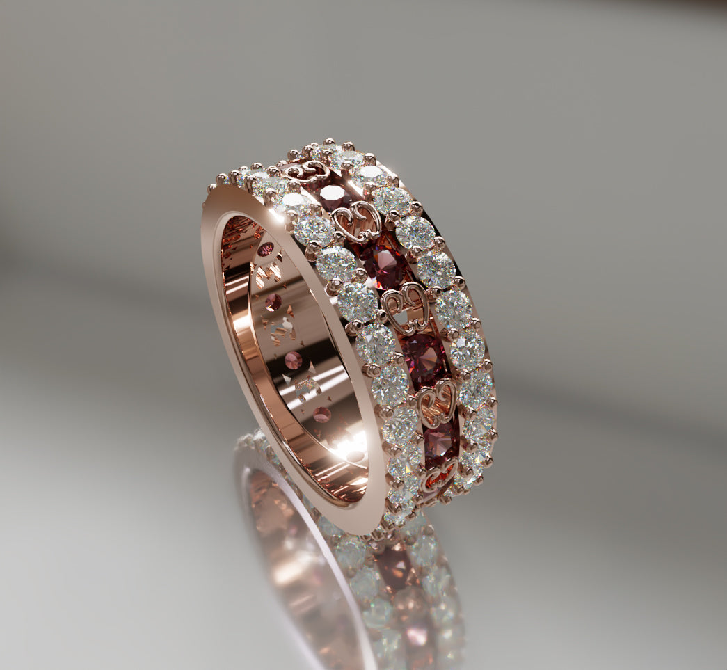 Hidden Heart Genuine stone and Diamond Ring image 14