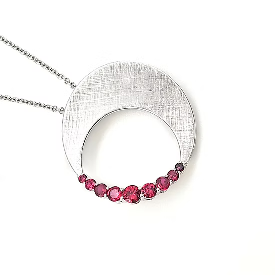 Half Moon Diamond Circle Pendant