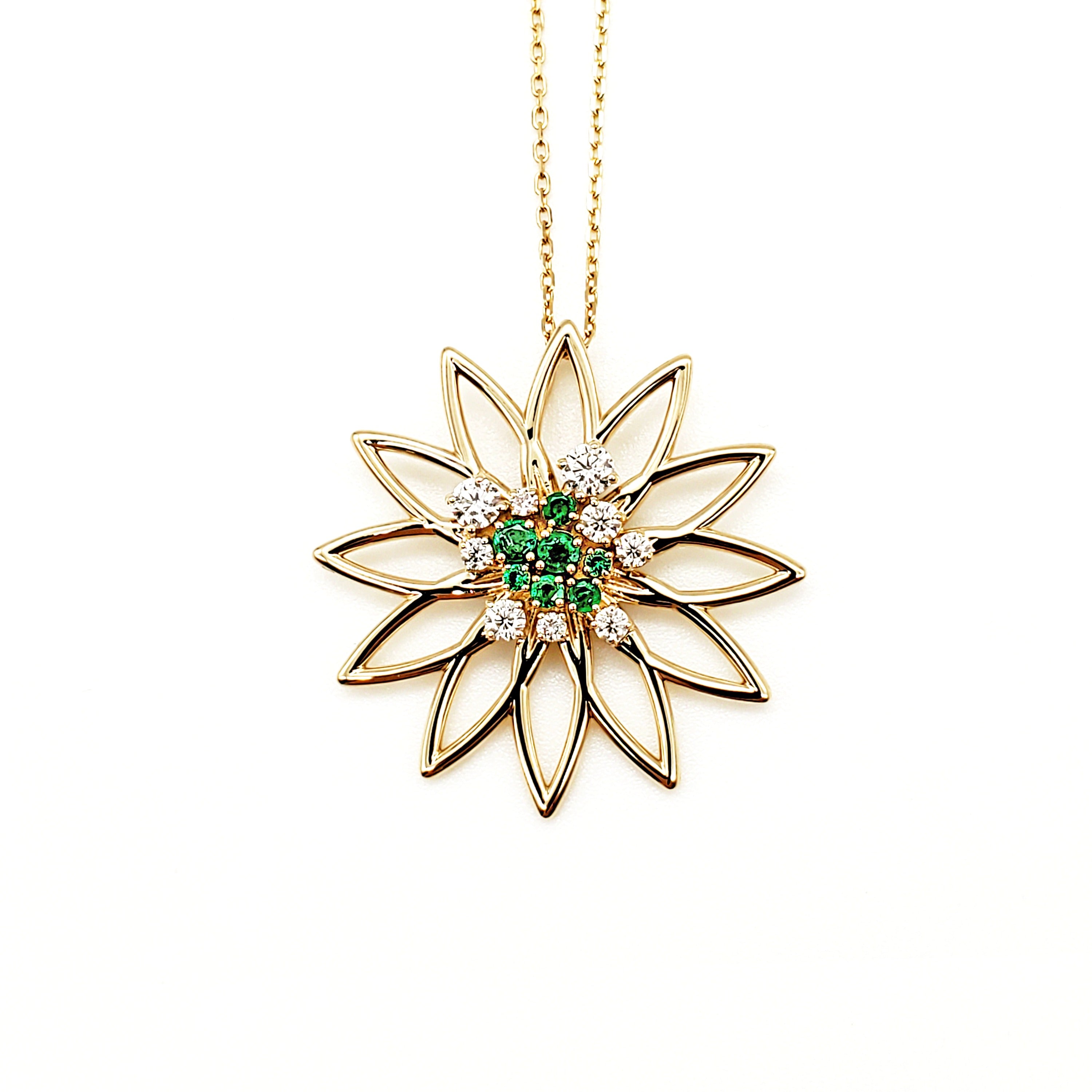Lotus Flower Emerald and Diamond Pendant image 0