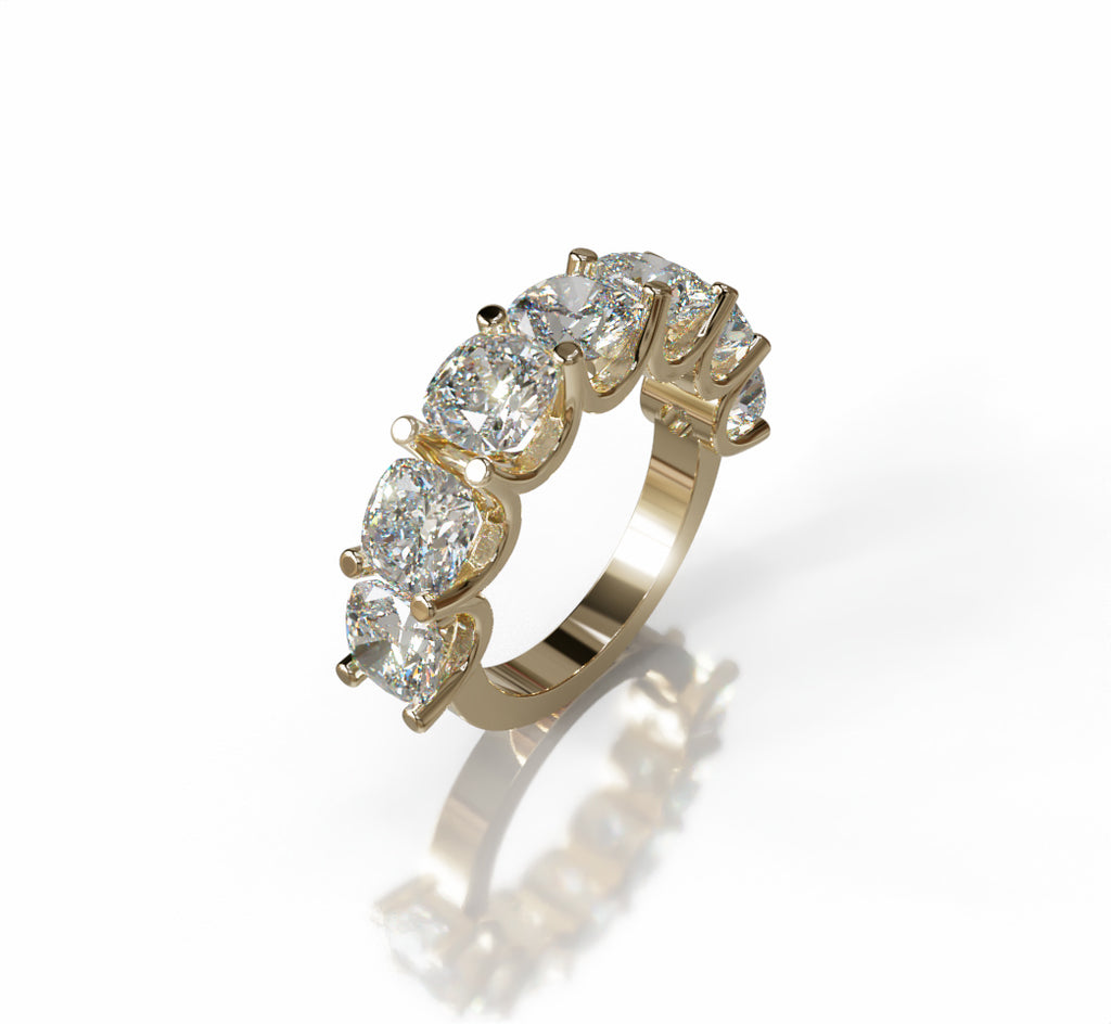 U Prong 80 pts Seven Cushion Diamond Ring image 12