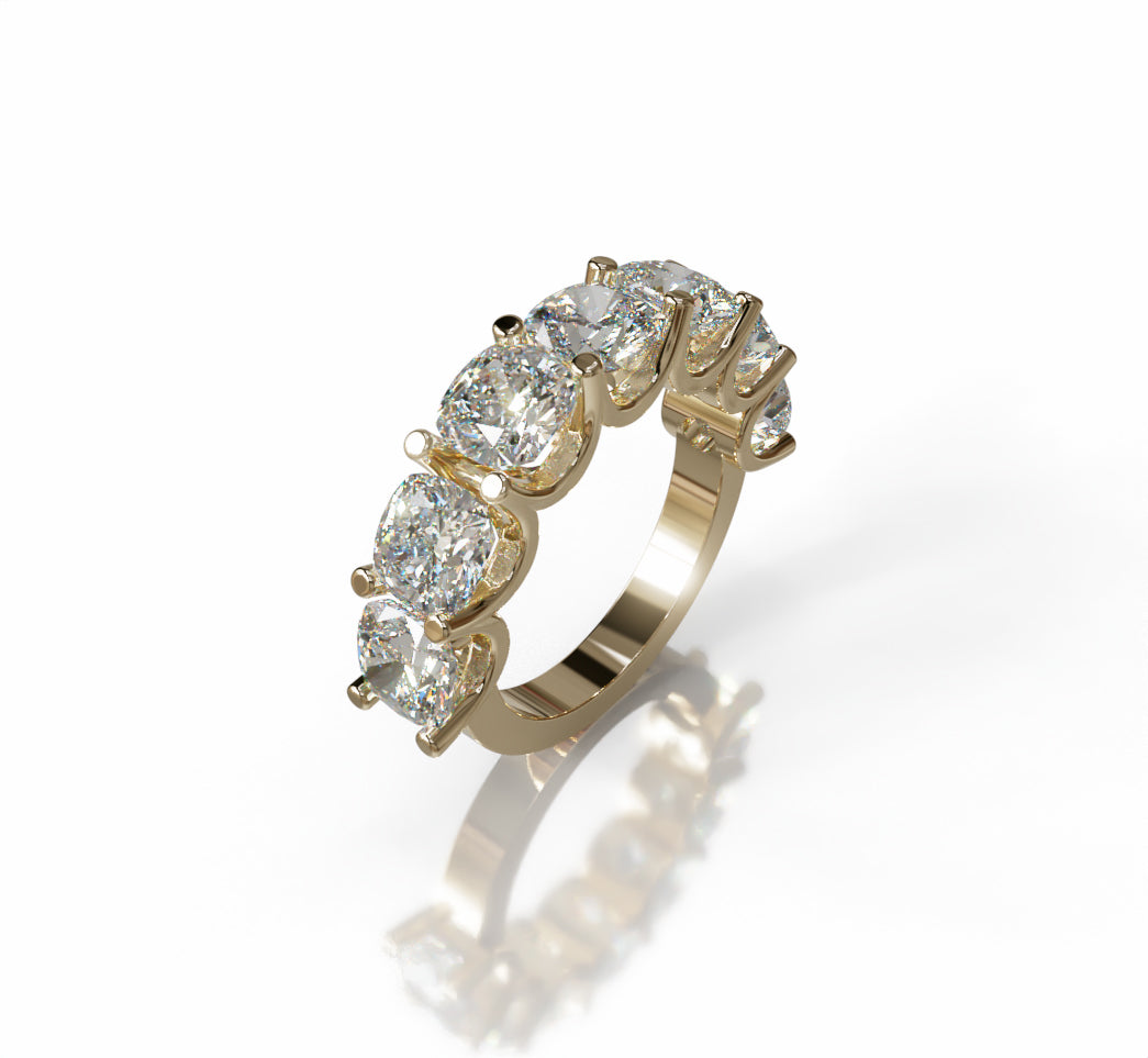 U Prong 80 pts Seven Cushion Diamond Ring image 12