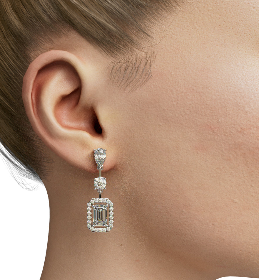 Emerald & Pear Diamond Dangle Earring