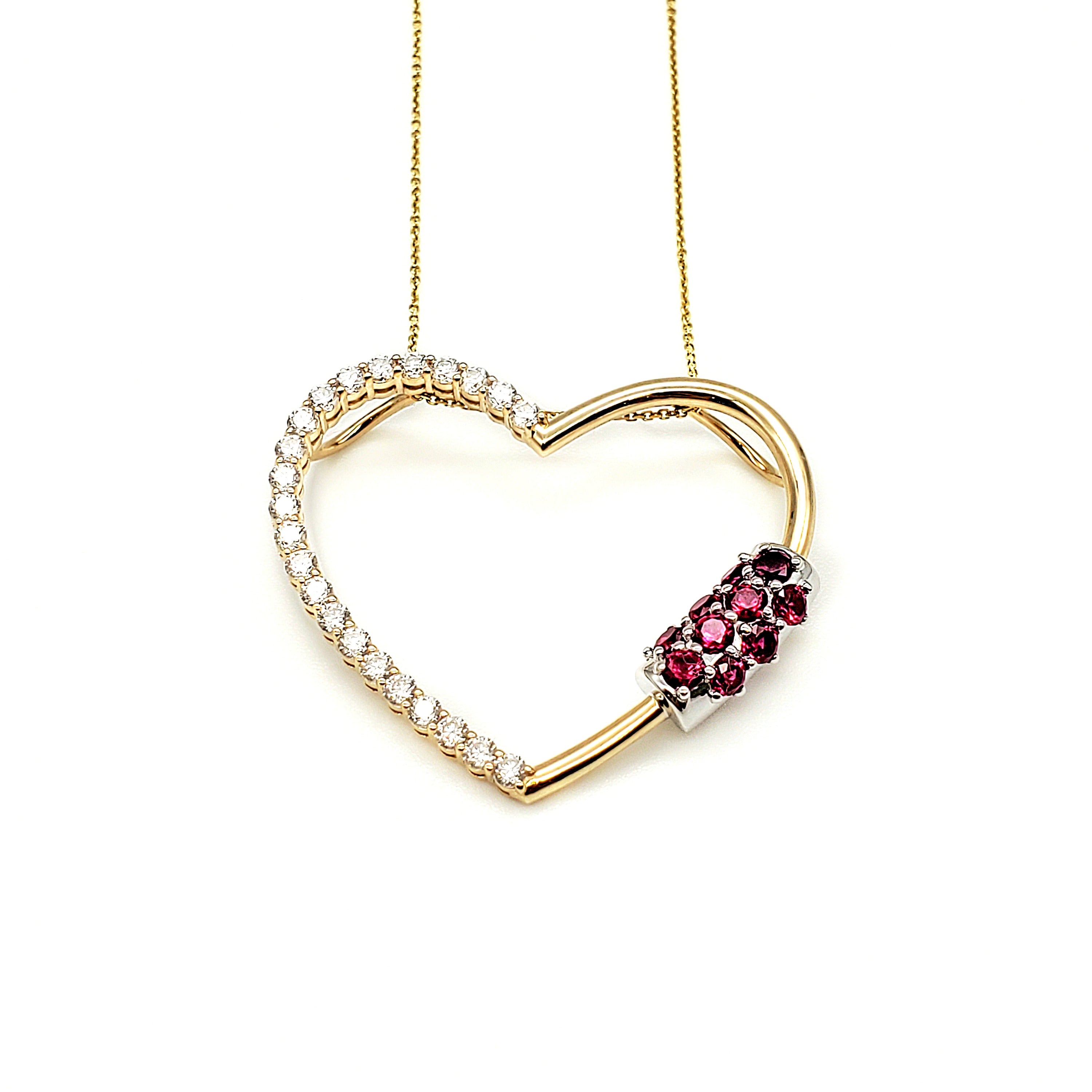 Two Tone Ruby & Diamond Heart Pendant image 0