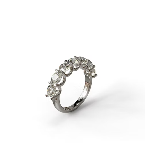 Seven Stone U Prong Diamond Wedding Band