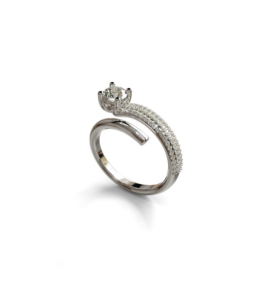 Three Row Pave Setting Diamond Ring image 8