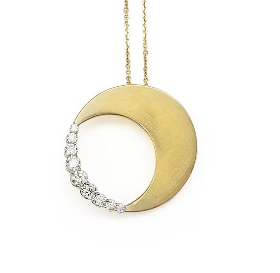 Half Moon Diamond Circle Pendant