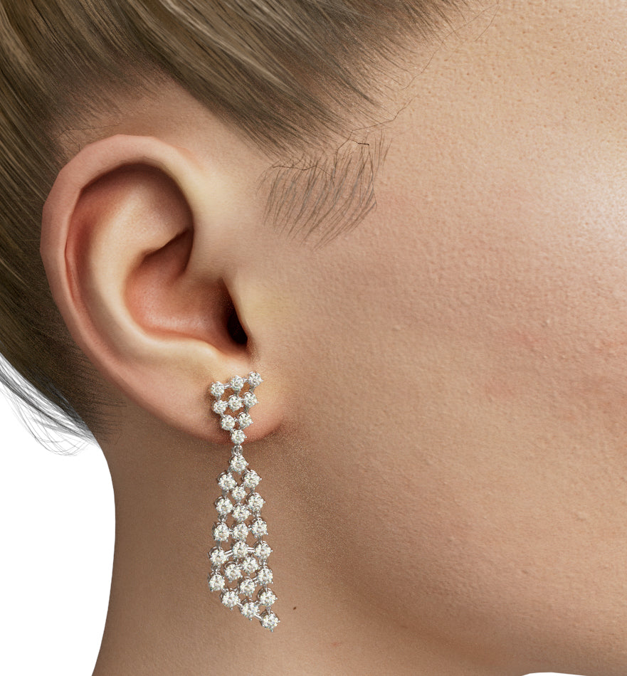 Triangle Shape Mesh Dangle Diamond Earring image 0
