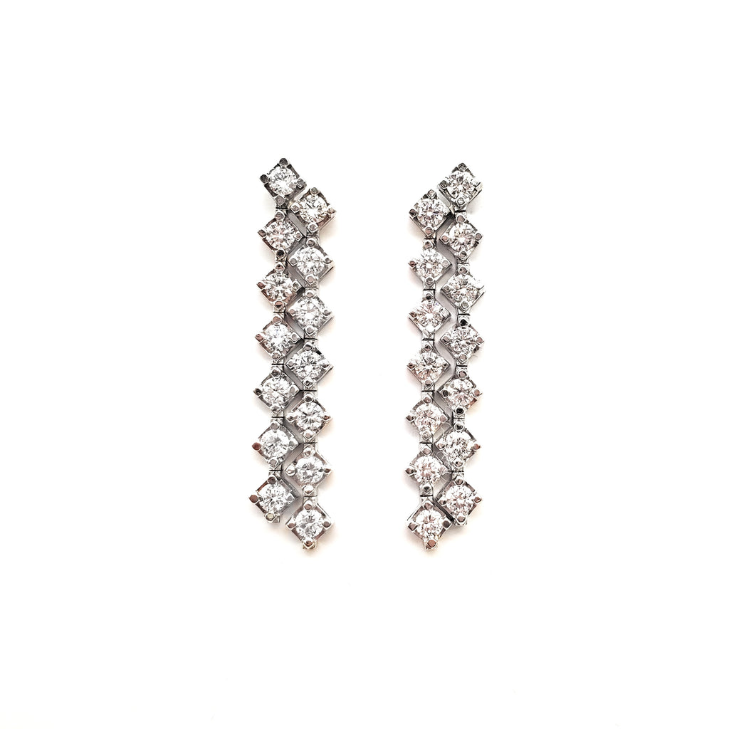 Double Row Cardinal Point Dangle Diamond Earring image 0