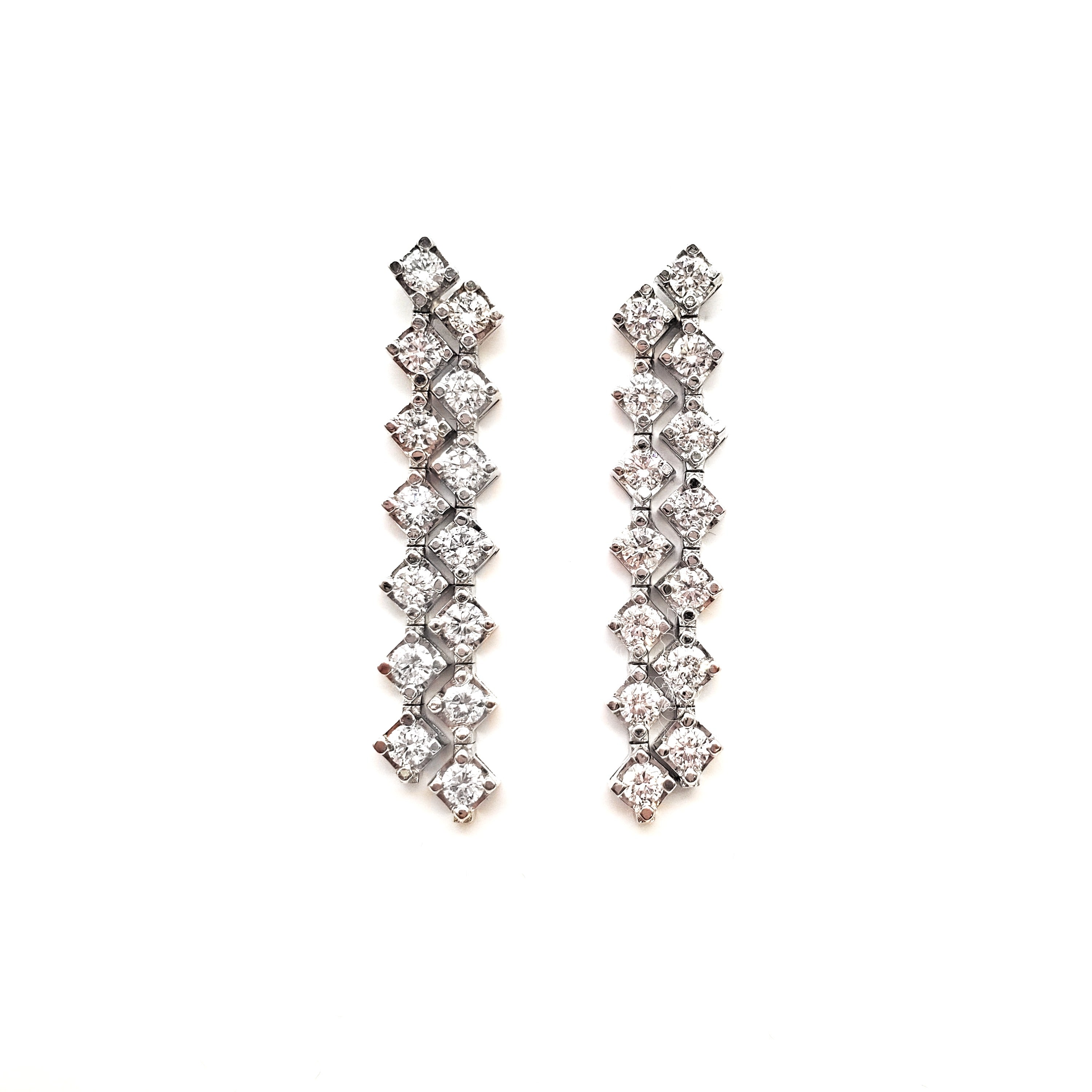 Double Row Cardinal Point Dangle Diamond Earring image 0