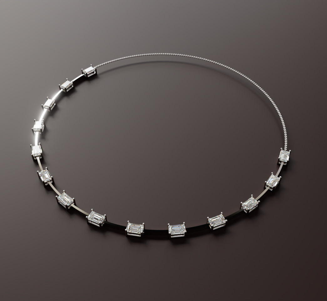 Emerald Wire Diamond Necklace image 6