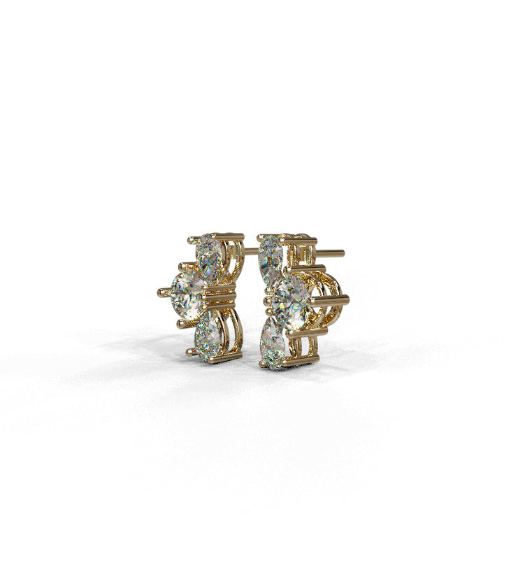 Double Pear and Round Diamond Cluster Stud Earring image 4