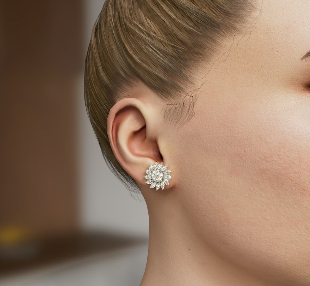 Sunflower Diamond Earring image 2