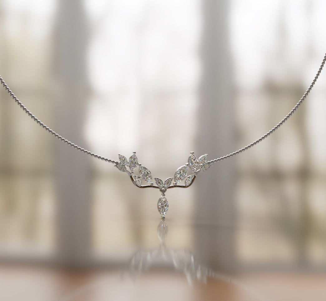 Fancy Cathedral Marquise Diamond  Necklace image 2