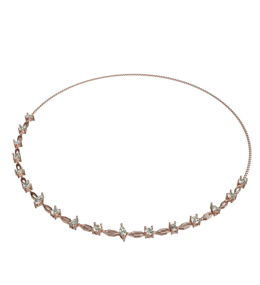 Fancy Link Diamond Necklace 16" image 6