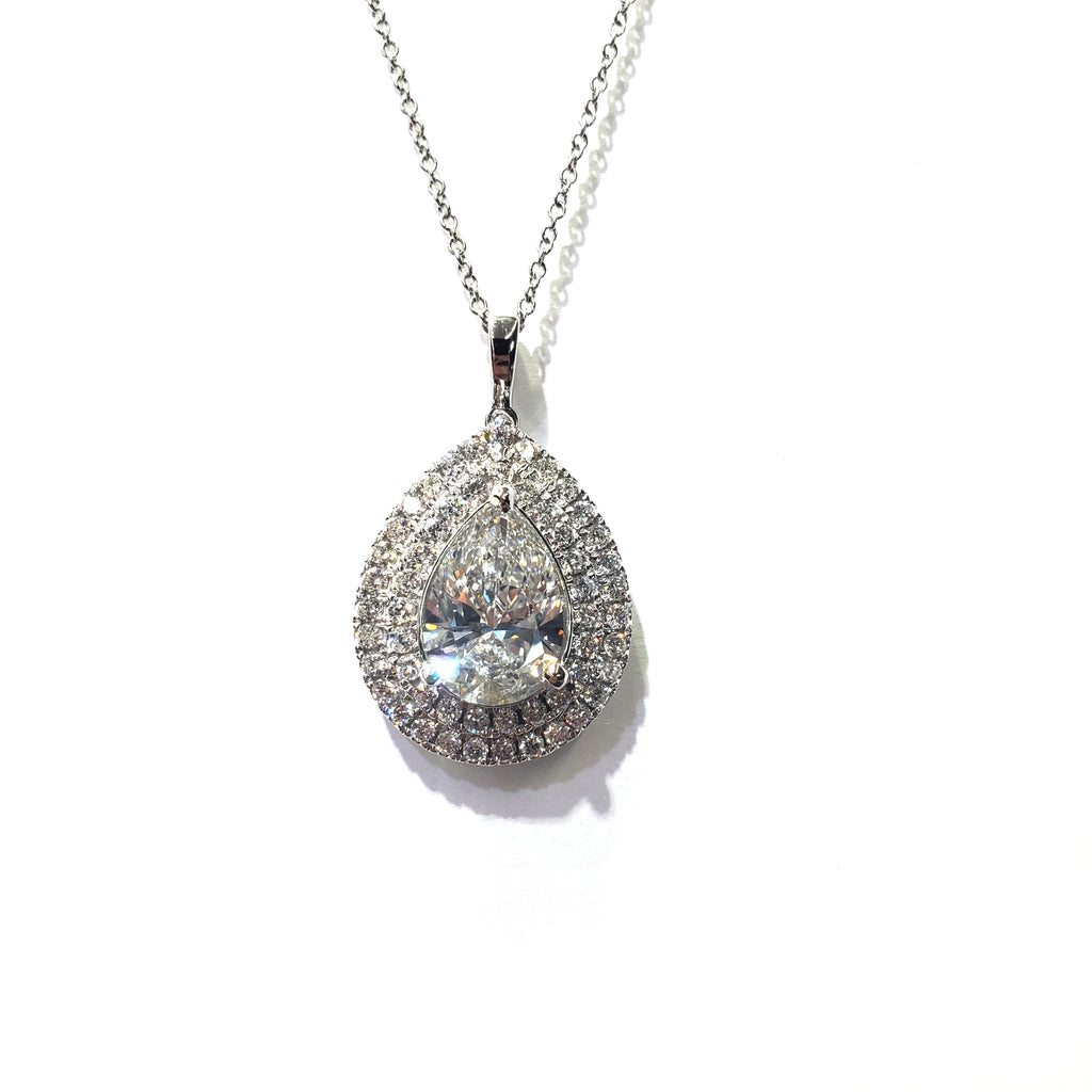 Double Halo Pear Shape Pendant image 0