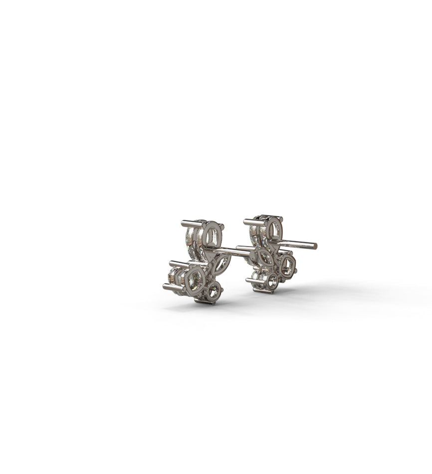 Mix Fancy Shapes Diamond and Blue Sapphire Stud Earring image 5