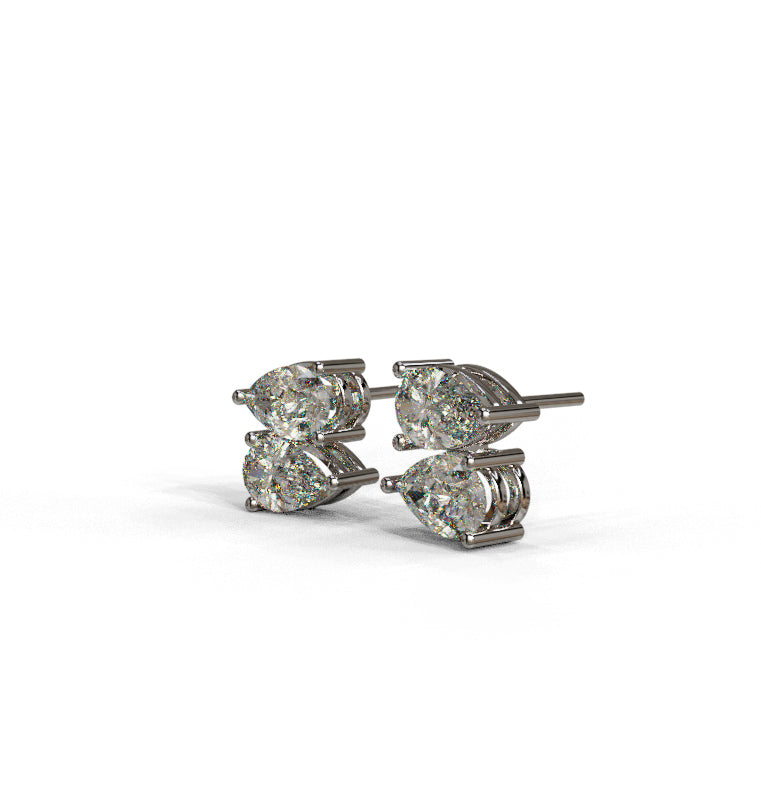 Double Pear Diamond Cluster Stud Earring image 3