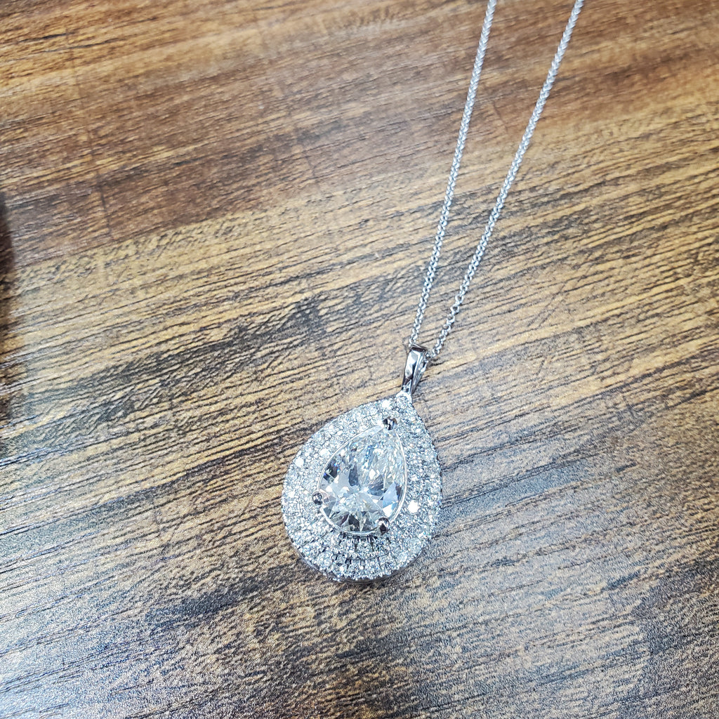 Double Halo Pear Shape Pendant image 4