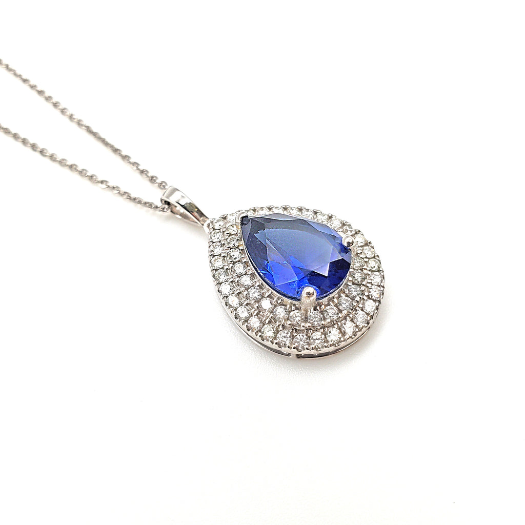 Double Halo Pear Shape Pendant image 7