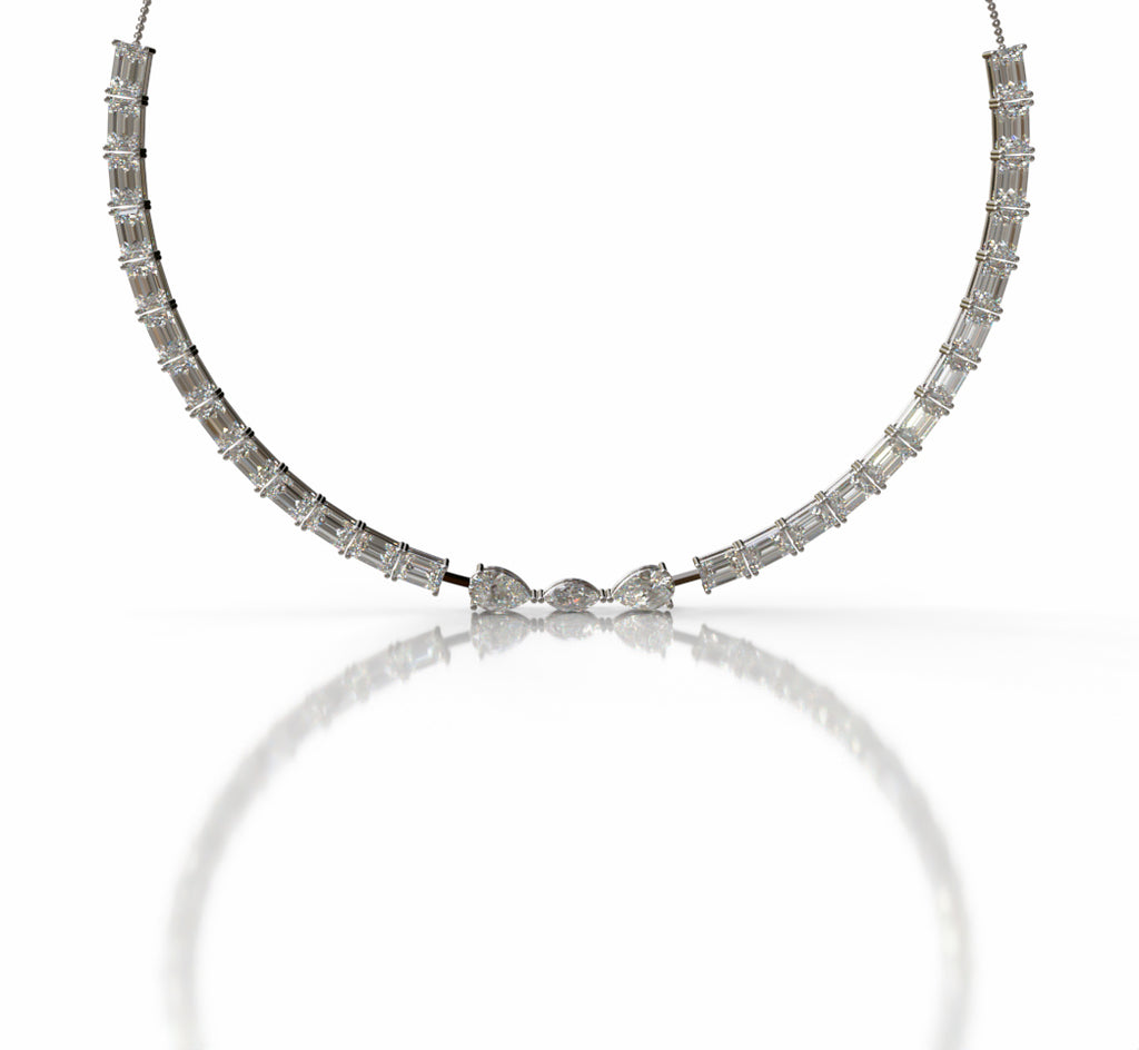 Emerald Tennis with Pear & Marquise Diamond Necklace image 1