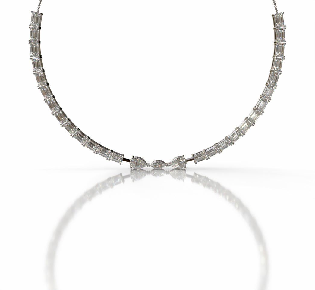 Emerald Tennis with Pear & Marquise Diamond Necklace image 1