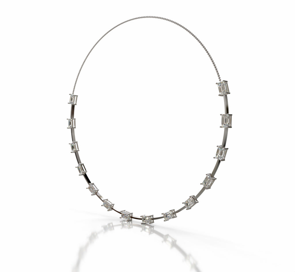 Emerald Wire Diamond Necklace image 2