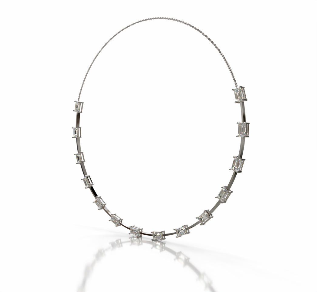 Emerald Wire Diamond Necklace image 2