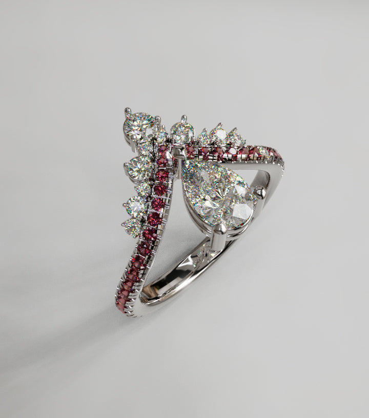Pear Crown Fancy Diamond Ring image 8