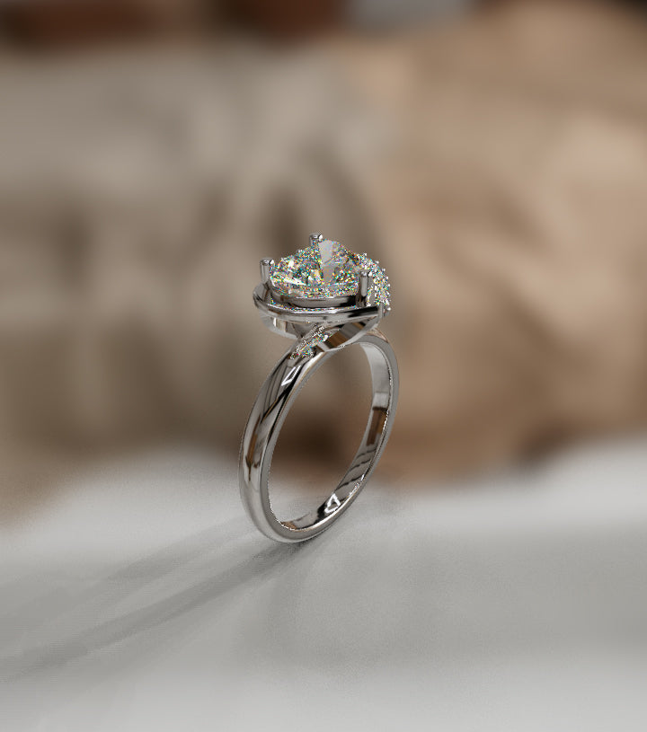 Half Halo 1.5ct Heart Shape Crown Fancy Ring image 1