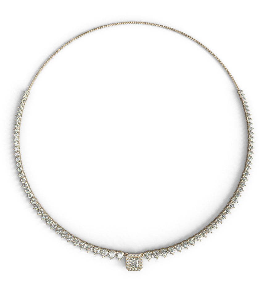 1.5ct Princess Center 3 Prongs Tapered Diamond Tennis Necklace image 6