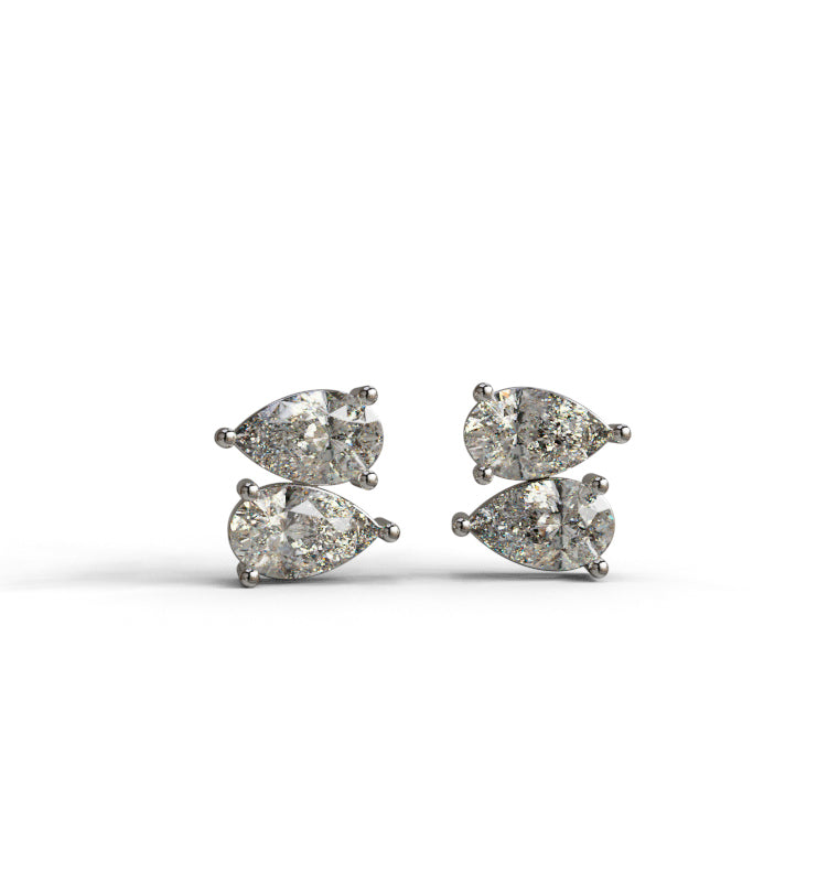 Double Pear Diamond Cluster Stud Earring image 2