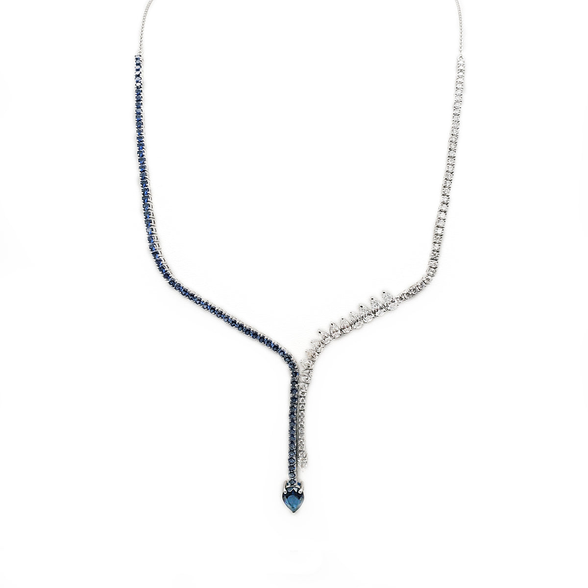 Pear Shape and Round Diamond Tennis Necklace image 4