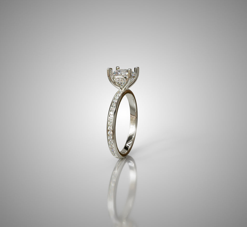 2ct Hidden Halo Cushion Center Channel Engagement Ring image 8